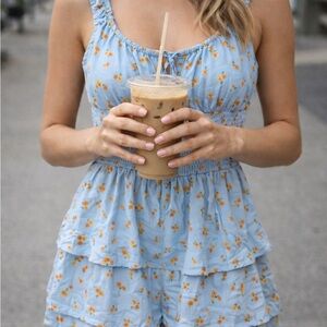 Blue Floral Tiered Dress